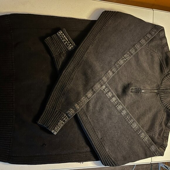 BME Black Washed Distressed Quarter-Zip Sweater - Picture 2 of 7